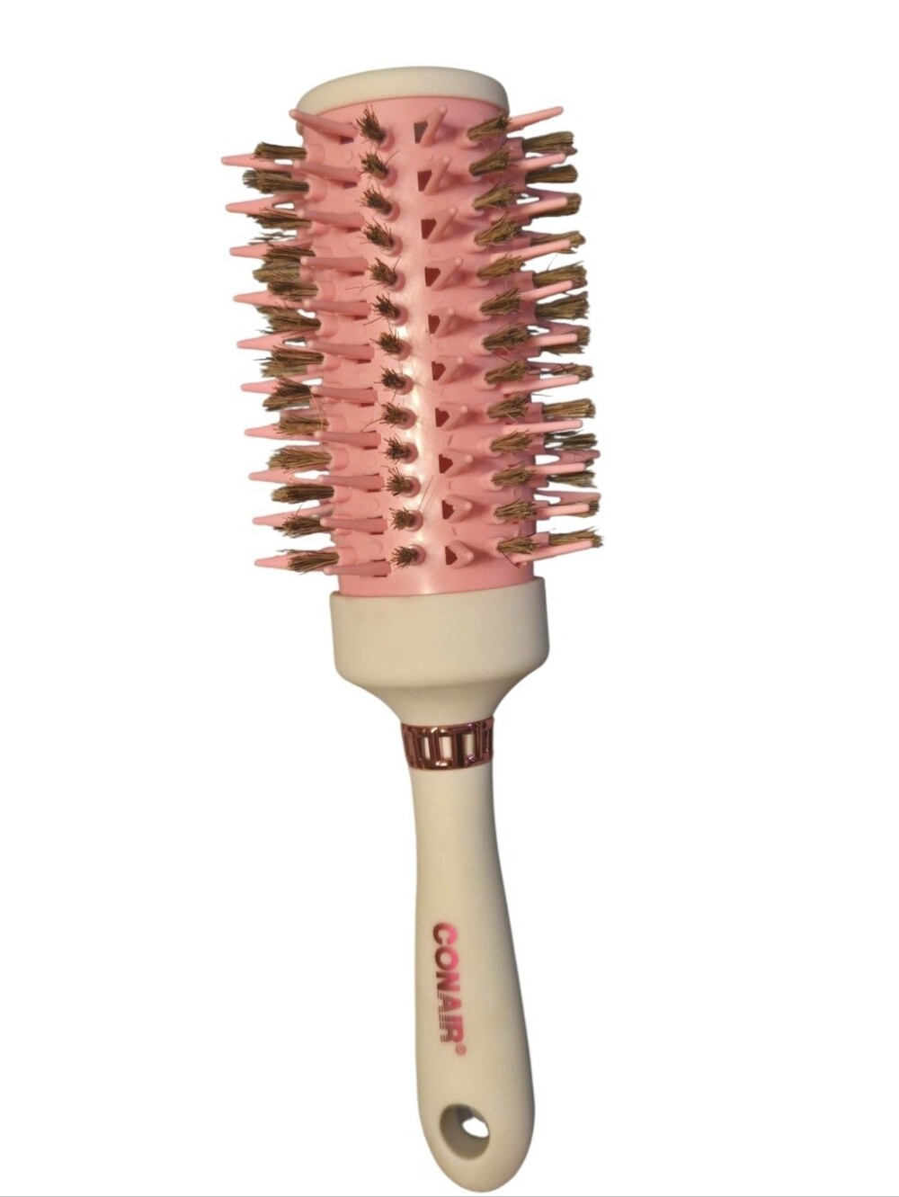 Conair Flat Hair Advisory Blow-Dry Round Hairbrush Boar & Nylon Bristles Pink